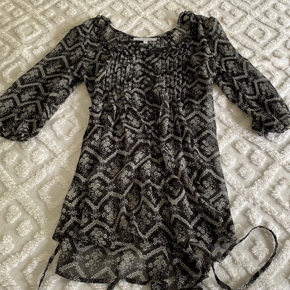 Black and white patterned sheer top